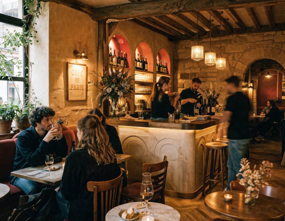Aménagement bar à vin 50m² Montreuil par architecte Calvez Archi